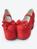 Gothic Lolita Schuhe Weinrot samt Lolita hohe Plateau-Schuhe mit Schleife