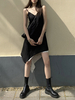 Gothic Lolita Slip Kleid Schwarz Sleeveless Polyester Sommer Lolita Midi Kleid