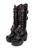 Gothic Lolita Stiefel Grommet Kreuz Schnürung Schnalle Plattform Chunky High Heel Schwarz Lolita Schuhe