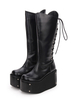 Gothic Lolita Stiefel Metallic Lace Up Zipper Plateau Schwarz Lolita Schuhe