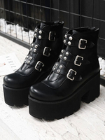 Gothic Lolita Stiefel Nietschnalle Leder Lolita Schuhe
