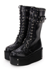 Gothic Lolita Stiefel Rivet Grommet Schnalle Schnürung Reißverschluss Plattform Schwarz Lolita Schuhe