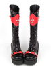 Gothic Lolita Stiefel schwarz Plattform Chunky Heel Lace Up Kontrastfarbe verziert Lolita Boots