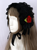 Gothic Lolita Stirnband das Mädchen hob Blumen schwarzer Spitze Kopfbedeckung mit Blumen