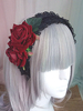 Gothic Lolita Stirnband Rose Spitzenrüsche Schwarz Lolita Kopfschmuck