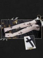 Gothic Lolita Strumpf Maria Print Rayon Weiß Lolita Kniestrümpfe