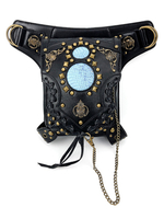 Gothic Lolita Tasche Schwarz Metall Details Nieten Taille Pack PU Leder Steampunk Lolita Zubehör
