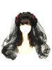 Gothic Lolita Veil Metall Detail Blumen Spitzenbesatz Tüll Schwarz Lolita Haarschmuck