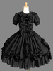 Gothic Loltia OP Kleid Bow Ruffle Schwarz Kurzarm Lolita One Piece Dress