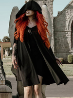 Gothic Poncho Cape Schwarz Unisex Lycra Spandex Kapuzenkap