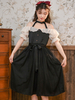 Gothic Schwarz OP Kleid Rüschen Polyester Kurzarm Schwarz Lolita One Piece Kleid
