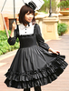 Gothic schwarze Loltia einteiliges Kleid Langarm Rüschen geschichtet