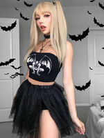 Gothic trägerloses Top Black Chains Ärmelloses Polyester Gothic Summer Top