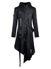 Gothic Windbreaker Schwarzer Polyester Langarm Schnür Retro Retro langer Mantel