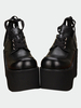 Gotische Matte schwarze Lolita hohen Plattform Schuhe Schnürsenkel bis