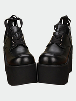 Gotische Matte schwarze Lolita hohen Plattform Schuhe Schnürsenkel bis