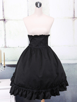 Gotische schwarze Lolita Rock aus Baumwolle mit Rüschen