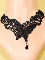 Gotische Spitze Lolita Halskette mit Schmetterling-Stickerei