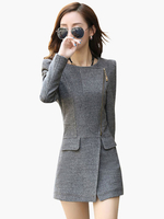 Graben Frauen Mantel 2021 Grau Lange Ärmel Zippered Frauen Jacke