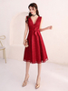Graduation Dresses Spitze V-Ausschnitt Sleeveless Bow Sash Burgund Cocktailkleid