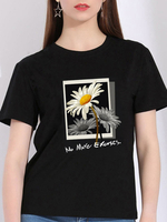 Grafik T-Shirt Gänseblümchen Blumendruck Kurzarm T-Shirts