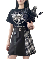 Grafik T-Shirt Schwarz Kurzarm Baumwolle Frauen T-Shirt