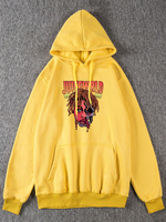 Graphic Hoodie Long Sleeves Drucken Maxi-T-Shirt