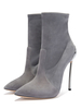 Graue High Heel Stiefel Frauen Kleid Schuhe Wildleder Spitz Stiletto Ferse kurze Booties
