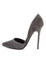 Graue High Heels Wildleder Spitzschuh Slip On Pumps Frauen Kleid Schuhe