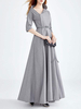 Graue Maxikleider Ärmelgürtel Asymmetrisches Ausschnitt-Swing-Kleid