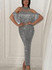 Graue Partykleider für Frauen Jewel Neck Cut Short Sleeves Sheer Semi Formal Dress