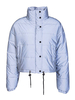 Graue Puffermäntel für Damen Stehkragen Reißverschluss Langarm Polyester Winter Oberbekleidung