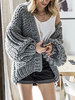 Graue Pullover Acryl Langarm Jewel Neck Cardigans