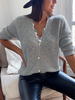 Graue Pullover für Damen Cardigans Acrylspitze Langarm-Winterpullover mit V-Ausschnitt