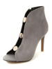 Graue Sandal Booties Wildleder Stiefeletten Frauen Offene Zehe ausgeschnitten High Heel Stiefel