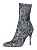 Graue Stiefeletten Lace Spitzschuh Stiletto Booties High Heel Stiefel für Frauen