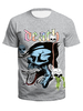 Graue T-Shirts Männer Jewel Neck Kurzarm Bedrucktes Casual Top