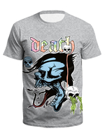 Graue T-Shirts Männer Jewel Neck Kurzarm Bedrucktes Casual Top