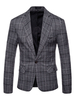 Grauer beiläufiger Blazer-Kerben-Kragen-Plaid-Klage-Jacken-plus Größen-Baumwollblazer für Männer