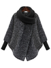 Grauer Kokonmantel Asymmetrischer Ausschnitt Tweed Rib Knit Cuff Langarm Frauen Stylish Winter Mantel