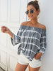 Graues Hemd für Frauen Polyester Bateau-Ausschnitt unregelmäßig lässig Pom Poms halbe Ärmel Sommer Tops