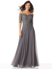 Graues Mutterkleid Bateau-Ausschnitt Halbe Ärmel A-Linie Chiffon Spitze Hochzeit Gastkleider