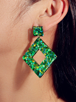 Green Statement Ohrringe Quadratischer Frauenschmuck