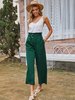 Grüne Hose für Frauen Metalldetails Übergroße Hose mit erhöhter Taille aus Polyester