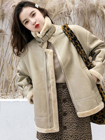 Grüne Jacken für Damen Turndown-Kragen Color Block Zipper Casual Pockets Street Wear PU-Lederjacke