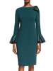 Grüne Partykleid für Mutter der Braut Bateau Neck Lange Ärmel Mantel Bogen Hochzeit Gastkleider