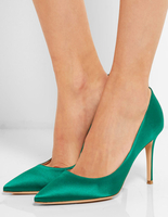 Grüne Satin Pumps spitz Toe High Heels Stiletto Damenslip am Abend Schuhe