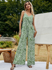 Grüner Overall V-Ausschnitt Ärmelloses Sommer-One-Piece-Outfit aus Polyester