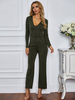 Grüner U-Ausschnitt Langarm Polyester Straight Sommer einteiliges Outfit