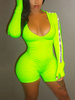 Grüner V-Ausschnitt mit langen Ärmeln Baumwollmischung Skinny Summer One Piece Outfit